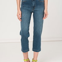 Love Moschino, Blugi regular fit cu aspect decolorat, Albastru prafuit, 25