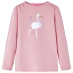 Tricou pentru copii cu mâneci lungi, imprimeu lebădă, roz deschis, 104, Casa Practica