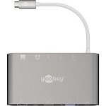 Cititor Carduri Interfata HUB USB 3.2 Gen 1 (3.1 Gen 1) Type-C 5000Mbit/s Gri, Goobay