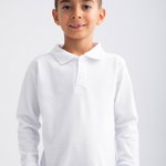 Bluza polo baieti din bumbac alb cu maneca lunga si mansete 6 ani (111-116 cm), 