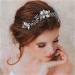 Tiara mireasa cu flori argintii Isabelle
