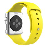 Curea iUni compatibila cu Apple Watch 1/2/3/4/5/6, 44mm, Silicon, Yellow
