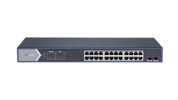 Switch 24 porturi Gigabit Hikvision DS-3E1526P-SI, L2, Smart Managed, 24 × gigabit PoE ports si 2 × gigabit fiber optical ports, Putere PoE 370W, maxim 30W per port, Extend mode - pana la 300 metri, Switching capacity 52 Gbps, PoE watchdog, n, HIKVISION