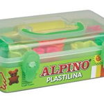 Kit Alpino 7 culori x 90gr plastilina +  7 forme modelaj + roller