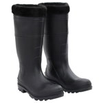 vidaXL Cizme de ploaie cu șosete detașabile, negru, mărime 42, PVC, vidaXL