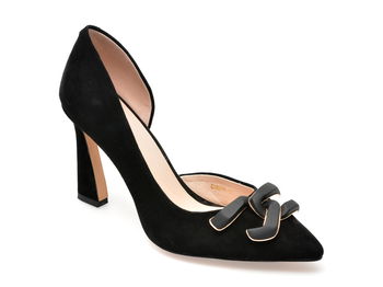 Pantofi EPICA negri, K320043, din piele intoarsa, Epica