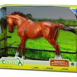 Figurina in cutie Iapa Thoroughbred Chestnut pictata manual WB Collecta