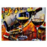 Tablou pictura sticla pahare vin stil cubism, multicolor 1969 - Material produs:: Poster pe hartie FARA RAMA, Dimensiunea:: 40x60 cm, 