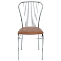 Scaun bucatarie tapitat cognac IP8070 Depozitul de scaune Tulipan, tapiterie piele ecologica, cadru metal argintiu, max. 100 kg, 40 x 48 x 89 cm, Depozitul de scaune