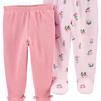 Carter’s Set 2 piese pantaloni roz Flori