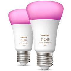 Pachet becuri LED PHILIPS Hue 8719514328365, A60 9W (60W), E27, Lumina RGB, 2 buc