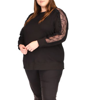 Imbracaminte Femei MICHAEL Michael Kors Plus Size Lace Classic Sweatshirt Black, MICHAEL Michael Kors