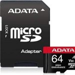 Card de memorie ADATA Endurance, MicroSDXC, 64GB, UHS-I V30, 100MB/s, Class 10 + Adaptor, ADATA