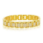 Bijuterii Barbati Blackjack Gold-Tone CZ Watch Link Bracelet Gold