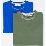 CALVIN KLEIN, Set de tricouri din bumbac - 2 piese, Kaki/Negru