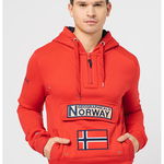 Geographical Norway, Hanorac cu fermoar scurt si logo brodat Gymclass, Albastru royal, 2XL