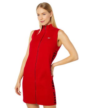 Imbracaminte Femei Tommy Jeans Sleeveless Zip Front Sweaterdress Scarlet, Tommy Jeans