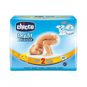CHICCO Scutece nr 2 Dry Fit Mini, 3-6kg x 25 bucăți , CHICCO
