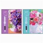 Slim Diary Gift Set, With Pen = Floral (Roses or Irises) 