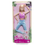 Papusa - Barbie Made to Move - Blonda cu top mov, Mattel