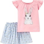 Carter's Set 2 piese tricou si fusta Iepuras , Carter's