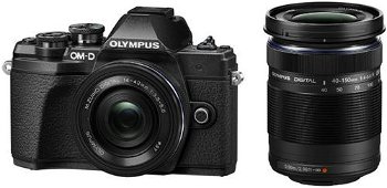 Aparat Foto Mirrorless Olympus E-M10 MARK III + Kit Double Zoom Obiectiv EZ-M1442 II R + Obiectiv EZ-M4015 R, 16.1 MP, Filmare 4K, WI-FI (Negru)