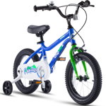 Bicicleta Copii 3-5 ani, Roti 14 Inch, Roti Ajutatoare, ChipMunk  CMA1401C, Albastru cu Design Alb