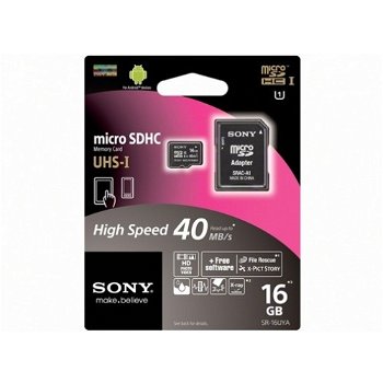 16GB Sony Micro SD Card, perfect pentru smartphone-uri si tablete, clasa 10 si vitezei de citire de