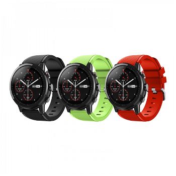 Set 3 curele din silicon universale 22mm compatibile cu Samsung Gear S2 / S3/ Huawei Watch 2 negru rosu verde, krasscom