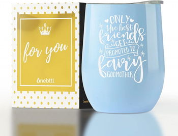 Cana termica cu mesaj personalizat Onebttl, otel inoxidabil, albastru, 11,5 x 8 cm
