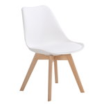 Scaun bucatarie tapitat alb Depozitul de scaune Celia, piele ecologica, cadru lemn, max. 110 kg, 48.5 x 50 x 82.5 cm, Depozitul de scaune