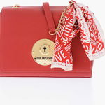 Moschino Love Golden Logo Faux Leather Saddle Bag With Neckerchief Red, Moschino