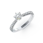 Inel de logodna din aur alb de 18K cu diamant de 0.16ct si diamante de 0.18ct