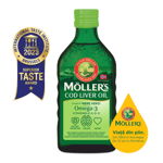 Ulei din ficat de cod cu aroma de mere verzi, 250 ml, Moller's