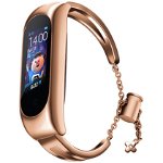 Accesoriu smartwatch Curea metalica Bracelet Strap compatibila cu Xiaomi Mi Band 3/4/5/6/6 NFC Rose Gold, OEM
