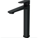 Baterie lavoar inalta Cersanit Larga S951-391, cartus ceramic, aerator mobil, furtunuri flexibile de conecate G 3/8" 45 cm, Negru