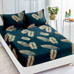 Cearsaf cu elastic COCOLINO 180x200x25cm 2 fete de perne Jojo Home Verde frunze, JOJO Home