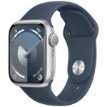 Apple Apple Watch 9, GPS, Cellular, Carcasa Silver Aluminium 41mm, Storm Blue Sport Band - S/M, Apple