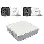 Sistem supraveghere video profesional de exterior 2 camere Hikvision Turbo HD 80m IR si 40m IR, DVR 4 canale, Hikvision