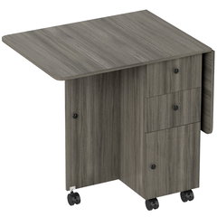 HOMCOM Masă Extensibilă pe 6 Roți cu 2 Sertare și Dulap cu Uși, din Lemn, 120x60x76.5 cm, Gri | Aosom Romania, HOMCOM