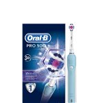 Periuta de dinti electrica Oral-B PRO 500 Precision Clean, reincarcabila, curatare 3D, 1 program, 1 capat, Alb/Albastru