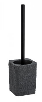 Perie de toaleta cu suport din poliresina cu aspect de piatra Villata negru