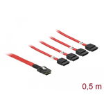 Cu conector Mini SAS SFF-8087 > 4 porturi SATA cu 7 pini 0,5 m, DELOCK