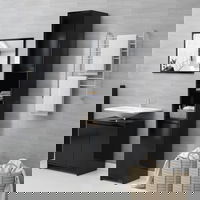 vidaXL Dulap de baie negru 30x30x183 5 cm PAL