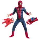 Costum Spiderman cu muschi Infinity War pentru copii si doua lansatoare pentru baiat 3-5 ani 95-110 CM, OLMA