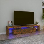 Comoda TV cu lumini LED vidaXL, stejar fumuriu,200x36,5x40cm, 40.3 kg