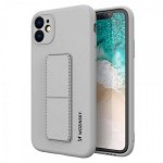 Husa Spate Wozinsky Compatibila Cu iPhone 12 Pro Max, Cu Stand Metalic Pe Spate, Protectie La Camera - Gri, Wozinsky