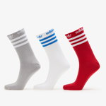 adidas Adicolor Crew Socks 3-Pack Mgh Solid Grey/ White/ Better Scarlet, adidas Originals