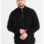 Only & Sons, Bluza sport regular fit de blana shearling sintetica cu fermoar scurt Remy, Negru, S