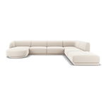 Coltar panoramic dreapta 6 locuri, Miley, Micadoni Home, BL, 327x245x74 cm, catifea, bej deschis, Micadoni Home